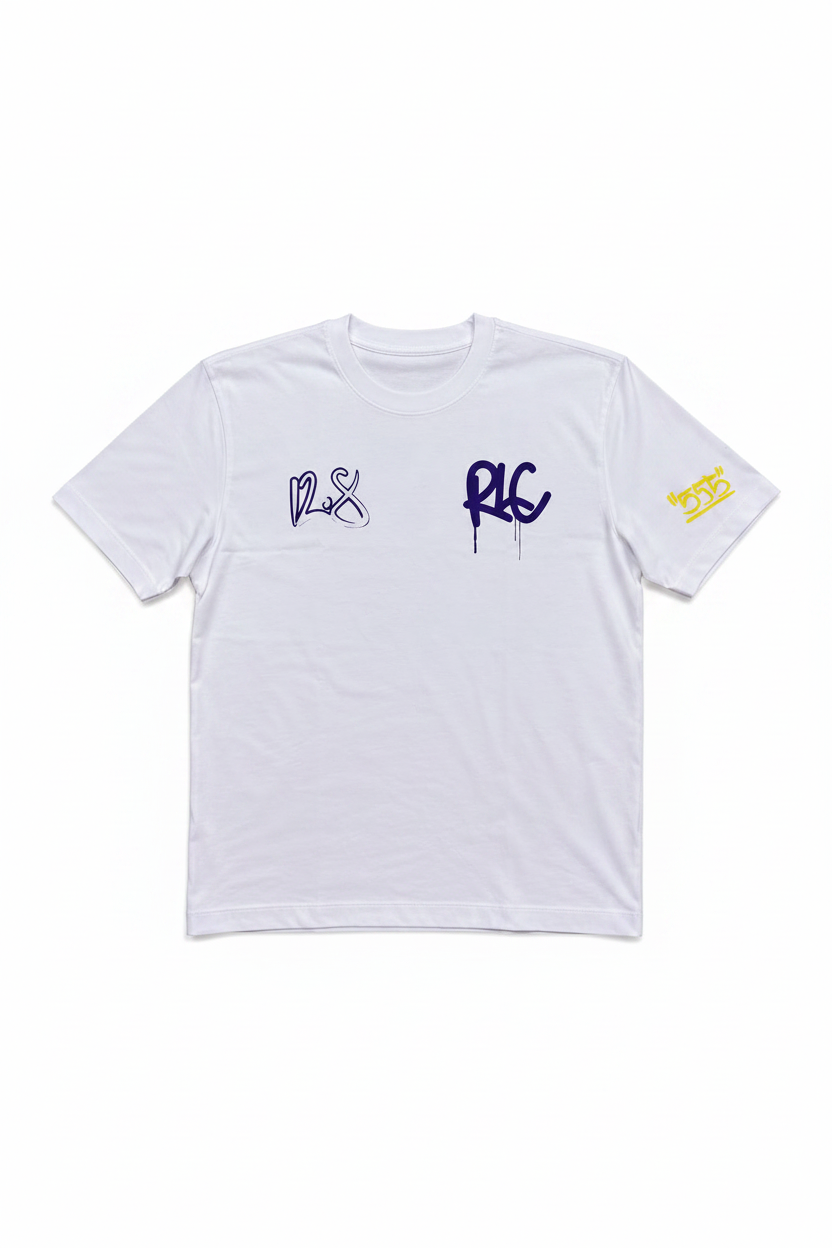 Motion Over Emotion Tee - White/Navy/Yellow
